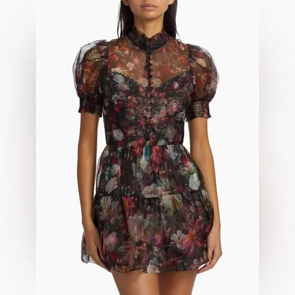 Alice + OliviaVernita Floral Silk Tulle Minidress size 8